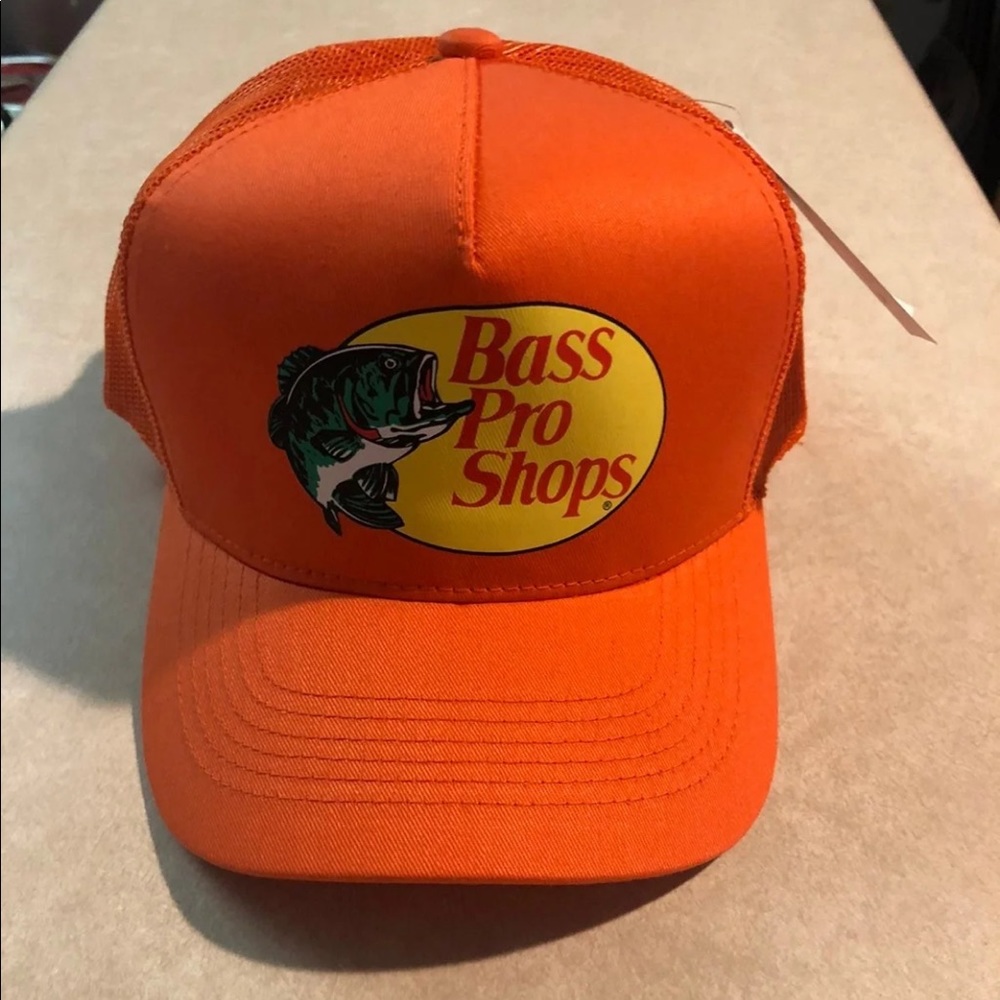 - Bass Pro Shops Men's Trucker Hat Mesh Cap - orange New With Tags